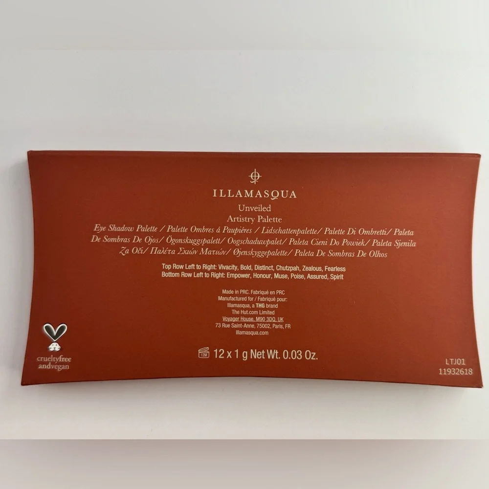 ILLAMASQUA - Unveiled artistry Palette - New & Sealed in Box 12 eyeshadow pans